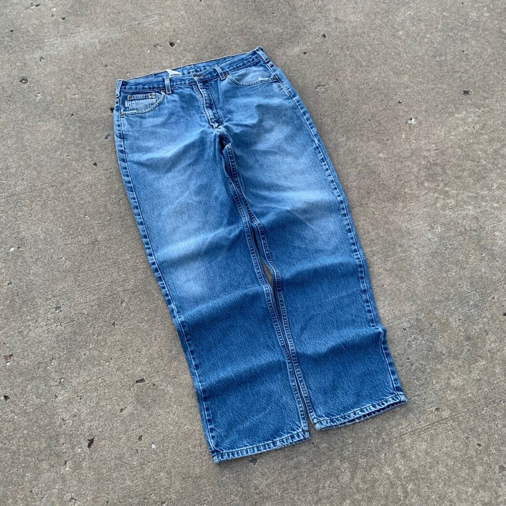 Carhartt B14SDT Relaxed Fit Stonewash Denim Jeans Mens 36x34 Blue Work Dungarees